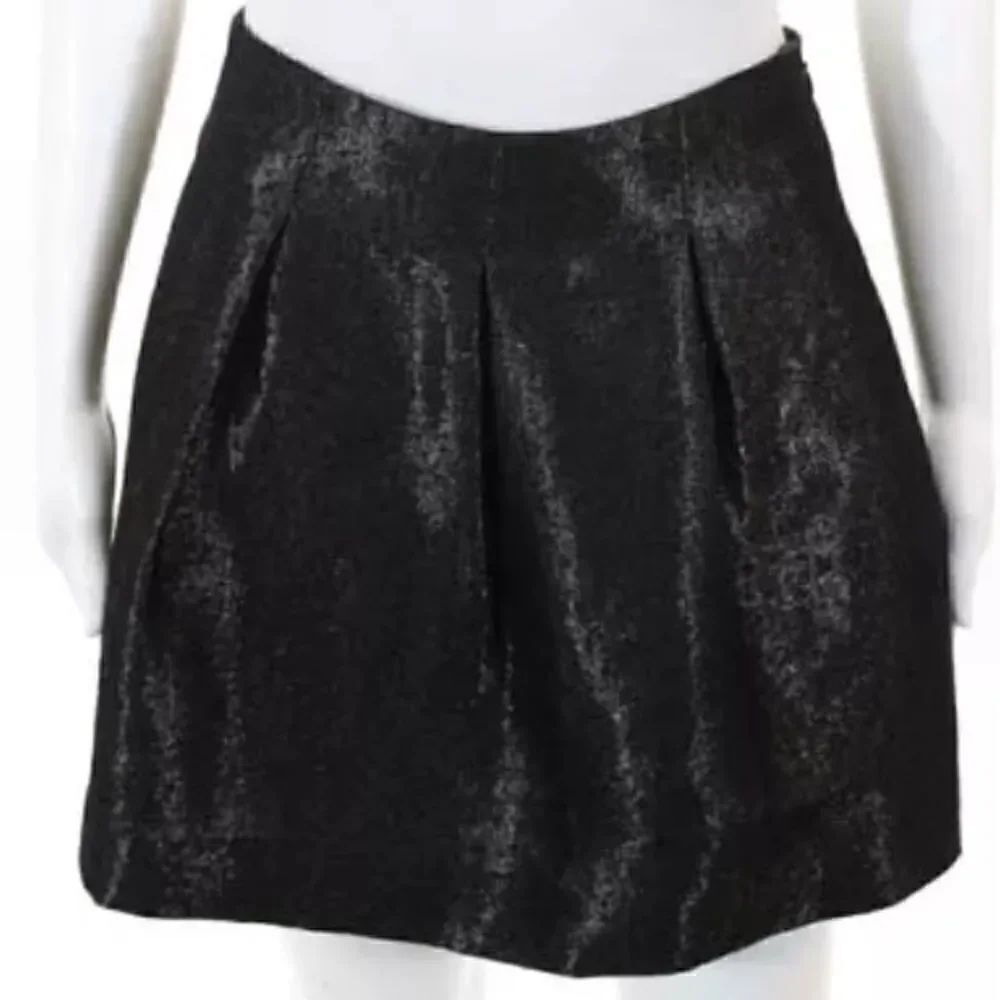 Theory Liddy metallic wool blend pleat mini skirt